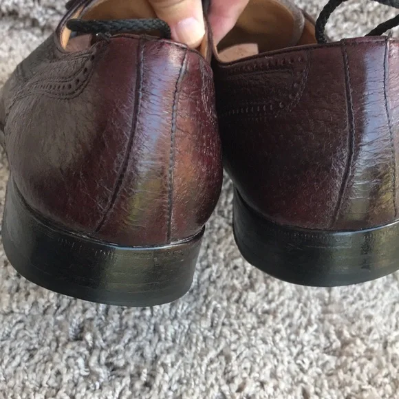 Moreschi Burgundy Brown Peccary & Calfskin Cap-toe Oxfords Brogue size 10 1/2